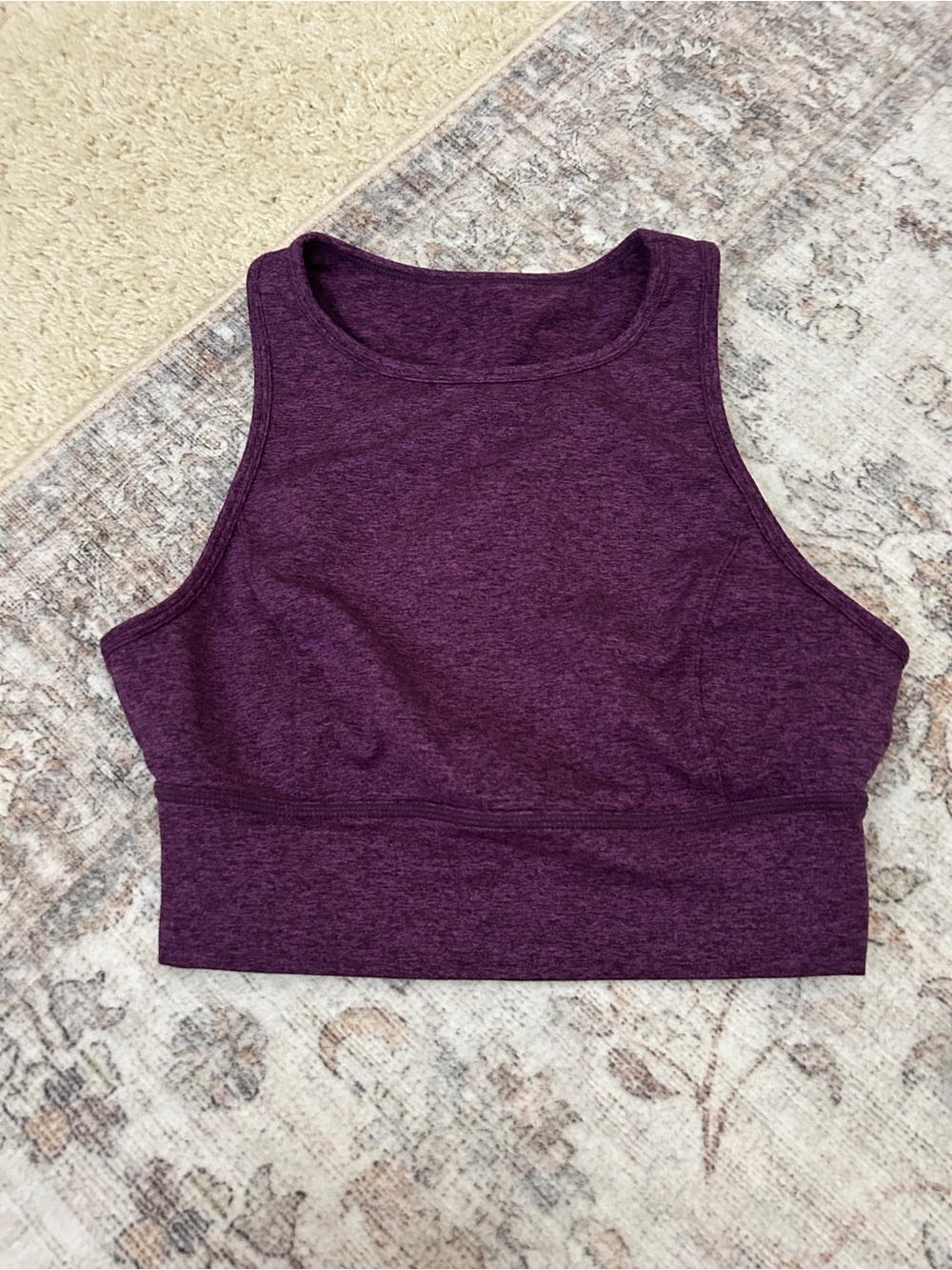 JoyLab Heathered Plum High-Neck Sports Bralette Crop Top